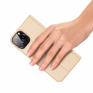 Dux Ducis Skin Pro Bookcase tüüpi ümbris iPhone 13 Pro Max jaoks kuldne
