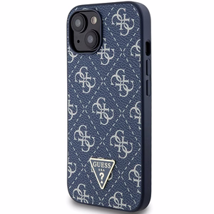Guess 4G Triangle Metal Logo ümbris jaoks iPhone 15 Plus / 14 Plus - sinine