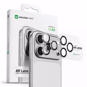 AmazingThing Lens стекло для iPhone 17 Pro / Pro Max с серебряной алюминиевой рамкой