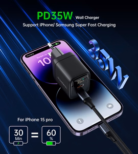 Choetech PD6051 USB-C USB-C PD 35W GaN wall Laadija with display - must