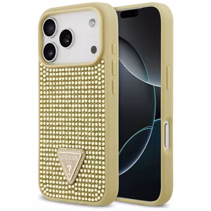 Guess Rhinestone Triangle Logo чехол для iPhone 17 Pro - золотой