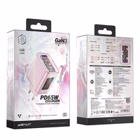 Acefast Laadija GaN 65W 3 ports (1xUSB, 2xUSB C) roosa (A45)