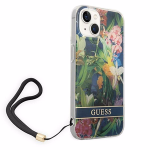 Guess GUOHCP14SHFLSB iPhone 14 6.1 "sinine / sinine hardcase Flower Strap