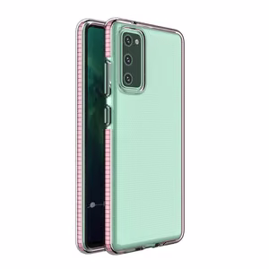 Spring Case läbipaistev TPU geelist kaitsekate värvilise raamiga Samsung Galaxy A72 4G jaoks heleroosa