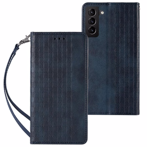 Magnet rihmaga ümbris Samsung Galaxy S22 + (S22 Plus) ümbris rahakott + Mini Lanyard ripats sinine
