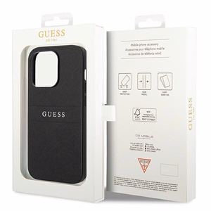 Guess Saffiano rihmaga ümbris iPhone 14 Pro jaoks - must