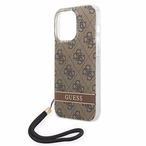 Guess GUOHCP14LH4STW iPhone 14 Pro 6.1 "brown / brown hardcase 4G Print Strap