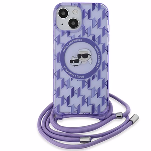 Karl Lagerfeld IML Crossbody Monogram Karl & Choupette Head MagSafe ümbris jaoks iPhone 15 / 14 / 13 - lilla