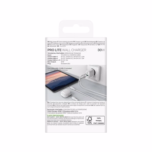 Puro PROLITE 30W USB-A / USB-C wall laadija + USB-C - USB-C kaabel 1.2m - valge
