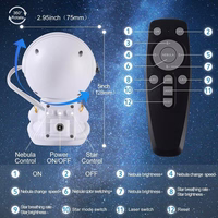 LED 3D galaxy and star projector Reach Mini Astronaut, valge