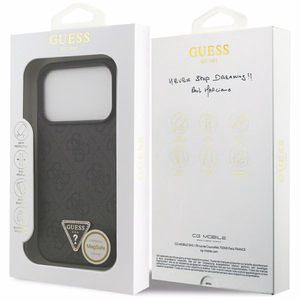Guess Leather 4G Triangle Strass MagSafe ümbris iPhone 18 Pro / 17 Pro – must