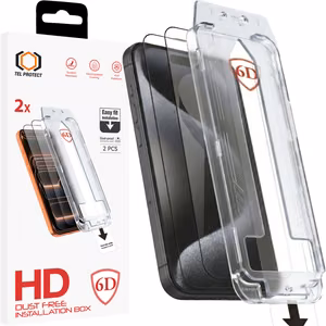 Tel Protect Dust-Free Easy Fit Full Glue 6D закаленное стекло для Iphone 16 черное - 2 шт.