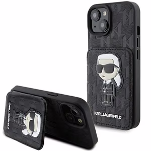 Karl Lagerfeld Saffiano Cardslots and Stand Monogram Ikonik Patch ümbris jaoks iPhone 15 - must