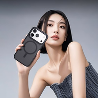 Rock Guard Touch Matte Series Magnetic Ümbris jaoks Iphone 17 Pro Max must (metal lens frame)