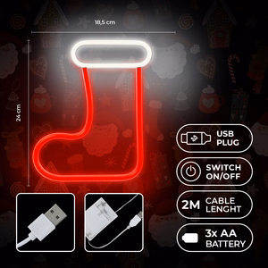 Neon LED CHRISTMAS SOCK valge punane FLNE23 Forever Light