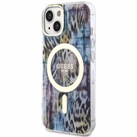 Guess Leopard MagSafe ümbris jaoks iPhone 14 - sinine