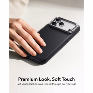 ESR Leather ümbris seadmele iPhone 18 Pro / 17 Pro, toega, MagSafe-ühilduv – must