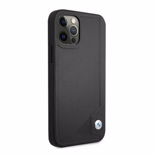 BMW nahast deebossi ümbris iPhone 12 Pro Max'ile - must