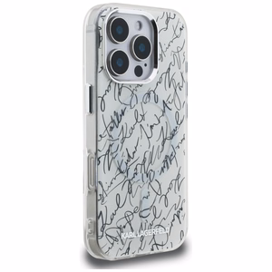 Karl Lagerfeld IML Karl Script Pattern MagSafe Ümbris jaoks iPhone 16 Pro Max - Valge