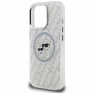 Karl Lagerfeld IML Glitter Karl & Choupette Heads Logo MagSafe чехол iPhone 16 Pro - серый