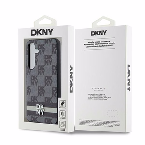 DKNY Leather Checkered Mono Pattern & Printed Stripes Ümbris jaoks Samsung Galaxy S24 - Must