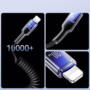 Joyroom S-A43 Crystal-Clear Series 30W USB-C - Lightning spiral cable 1.5m - black