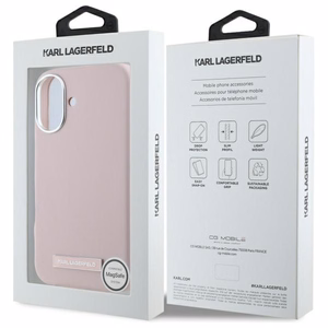 Karl Lagerfeld FW Metal Plate MagSafe iPhone 16 Ümbris - roosa