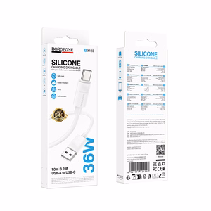 Borofone kaabel BX123 Leya - USB ja tüüp C - 36W 3A 1 meeter valge