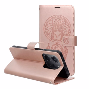 MEZZO Book ümbris jaoks XIAOMI Redmi Note 14 4G (GLOBAL - 164,84mm x 78,15mm x 8,16mm) dreamcatcher rose kuldne