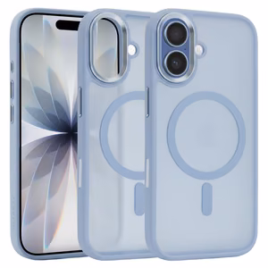 Liavec Cloudy чехол с металлической рамкой камеры для Iphone 17 синий (кнопка управления камерой)