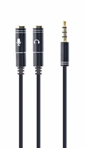 Gembird heli mikrofoni adapter 3,5mm mini Jack/4PIN heli kaabel 0,2 m 2 x 3,5mm must