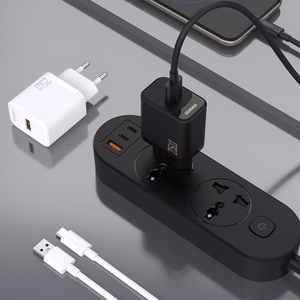 Dudao A27STEU 25W GaN USB-A seinalaadija USB-A - USB-C kaabliga - must