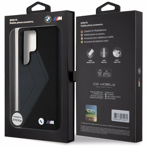BMW Leather Oversized Stripes MagSafe ümbris jaoks Samsung Galaxy S25 Ultra - must