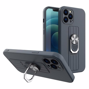 Ring Case silikoonist ümbris koos sõrme haaratsiga ja statiiviga Xiaomi Redmi 10X 4G / Xiaomi Redmi Note 9 jaoks tumesinine