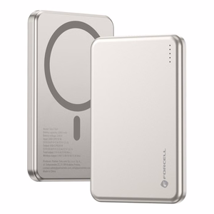 Forcell F-Energy Slim F5K9 akupank, MagSafe'iga ühilduv, 5000 mAh, 15 W, QC 4.0, PD 3.0, Cloud Dancer