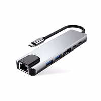 Tech-Protect HB02 HUB Adapter 6in1 USB-C + USB2.0 + USB3.0 + HDMI 4K 30Hz + RJ45 + PD100W - hall