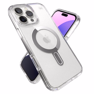 Speck Presidio Perfect-Clear MagSafe'i ja ClickLocki toega ümbris iPhone 16 Pro Max-le, Clear/Chrome