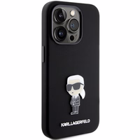 Karl Lagerfeld Silicone Ikonik Metal Pin ümbris jaoks iPhone 15 Pro - must