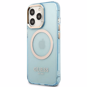 Guess Gold Outline Translucent MagSafe чехол для iPhone 13 Pro / iPhone 13 - синий