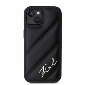 Karl Lagerfeld Diagonal Quilted Script ümbris jaoks iPhone 15 Plus / 14 Plus - must