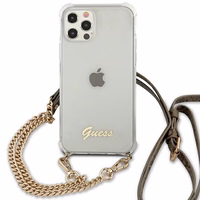Guess GUHCP12MKC4GSGO iPhone 12/12 Pro 6.1" läbipaistev kõvaketas 4G Gold Chain