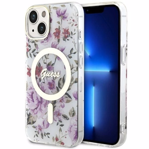 Guess GUHMP14MHCFWST iPhone 14 Plus 6.7" läbipaistev hardcase Flower MagSafe