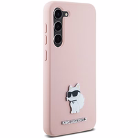 Karl Lagerfeld Silicone Choupette Metal Pin ümbris jaoks Samsung Galaxy S23+ - roosa