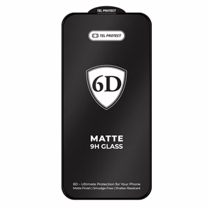 Tel Protect Full Glue 6D Matt Karastatud klaas jaoks Iphone 13/13 Pro/16E must