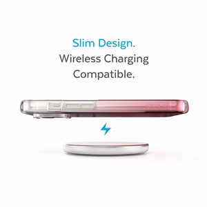 Speck Presidio Perfect-Clear + Ombre ümbris seadmele iPhone 15 Plus / 14 Plus, Microban mikroobivastase kaitsega, Clear / Vintage Rose Fade värvikombinatsioon