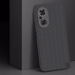 Nillkin Textured Case vastupidav tugevdatud ümbris geelraamiga ja nailonist tagaküljega Honor 50 SE jaoks must
