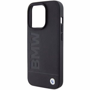BMW Leather Hot Stamp ümbris jaoks iPhone 15 Pro - must
