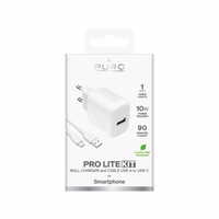 Puro PROLITE 10W USB-A wall laadija + USB-A - USB-C kaabel 1.2m - valge