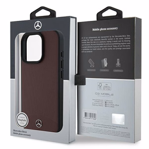 Mercedes Textured And Plain Leather MagSafe ümbris jaoks iPhone 16 Pro Max - punane