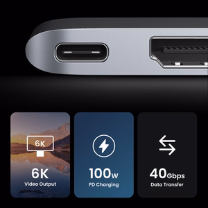 Ugreen CM380 jaotur 2xUSB-C - HDMI/2xUSB 3.0/SD TF/USB-C PD - hall